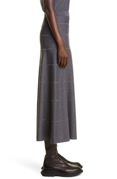 Shop Max Mara Cantu Metallic Wool Blend A-line Skirt In Dark Grey