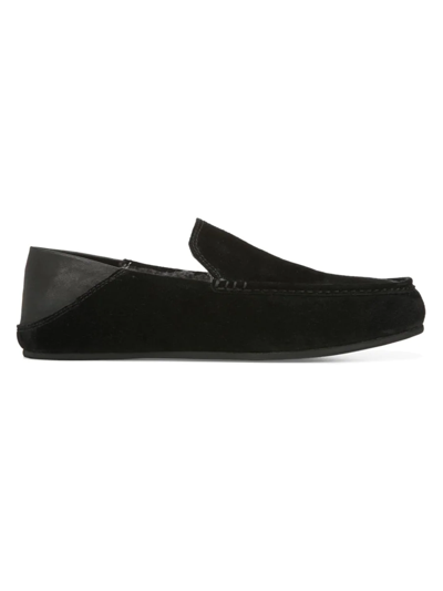 Shop Vince Men's Gino Shearling Lined Suede & Leather Loafer Slippers In Black