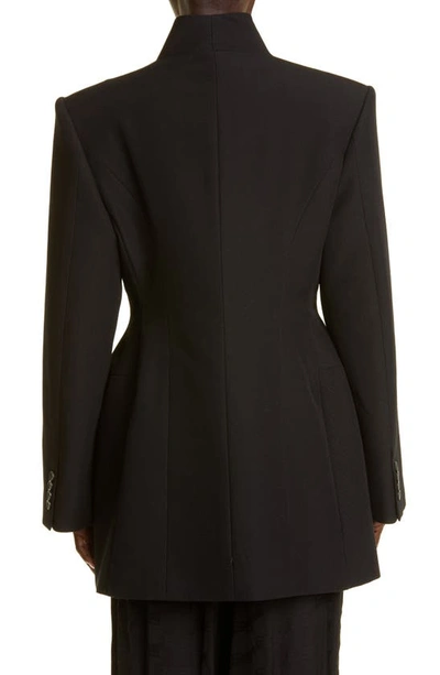 Shop Balenciaga Hourglass Wool Blazer In Black