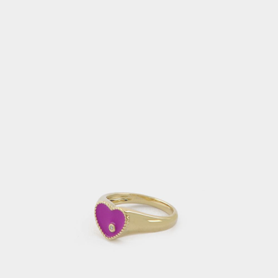 Shop Yvonne Léon Mini Heart Signet Ring In Purple