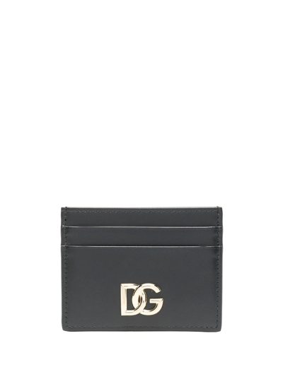 Shop Dolce & Gabbana Dg-logo Leather Card Holder In Schwarz