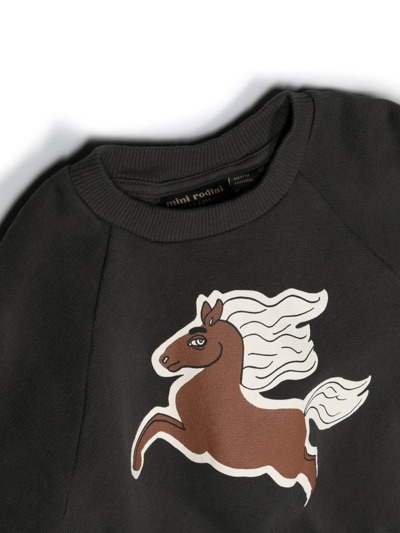 Shop Mini Rodini Horse-print Crew-neck Sweatshirt In Schwarz