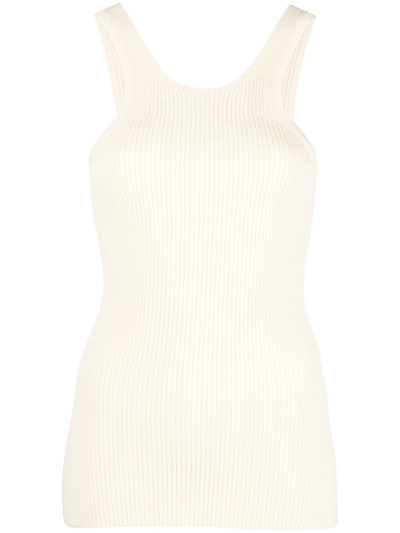 Shop Totême Curved Compact Jersey-knit Tank Top In Nude