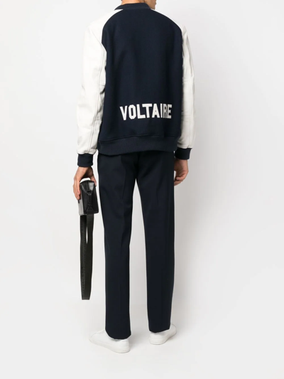 Shop Zadig & Voltaire Birdih Panelled Bomber Jacket In Blau