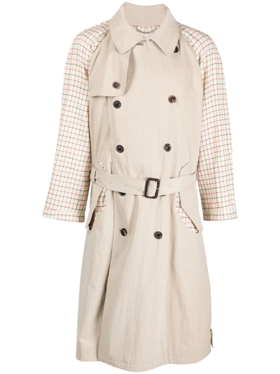 Shop Maison Margiela Spliced Belted Trench Coat In Nude