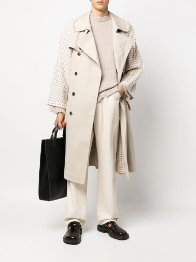 Shop Maison Margiela Spliced Belted Trench Coat In Nude