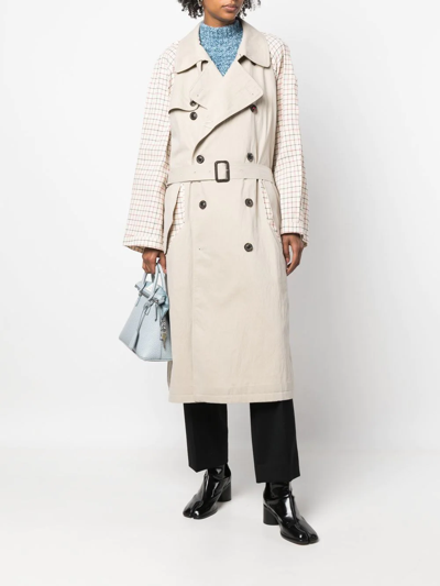 Shop Maison Margiela Spliced Belted Trench Coat In Nude