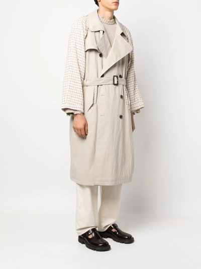 Shop Maison Margiela Spliced Belted Trench Coat In Nude