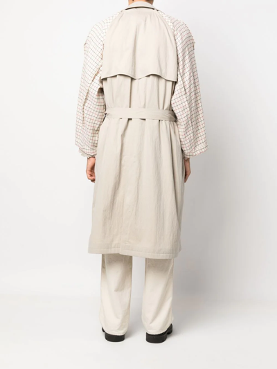 Shop Maison Margiela Spliced Belted Trench Coat In Nude