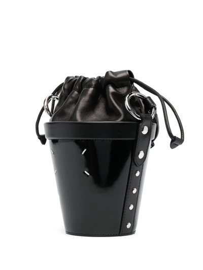 Shop Maison Margiela Mini Fire Leather Bucket Bag In Schwarz