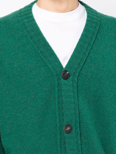 Shop Pringle Of Scotland V-neck Button-up Wool Cardigan In Grün