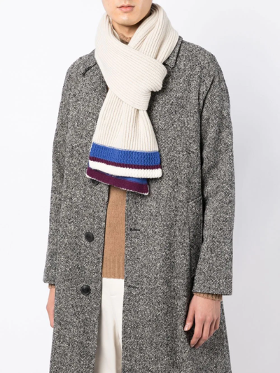 Pringle Of Scotland Tipped Wool-cashmere Scarf In Weiss