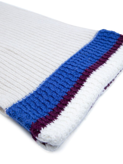 Pringle Of Scotland Tipped Wool-cashmere Scarf In Weiss