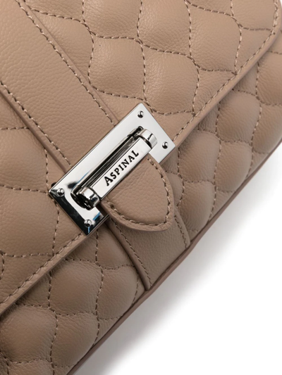 Shop Aspinal Of London Lottie Quilted Leather Crossbody Bag In Nude