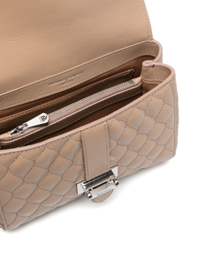 Shop Aspinal Of London Lottie Quilted Leather Crossbody Bag In Nude