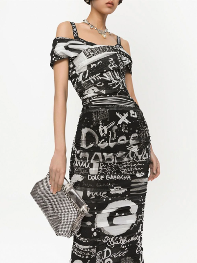 Dolce & Gabbana Bubu Crystal-embellished Clutch In Grey