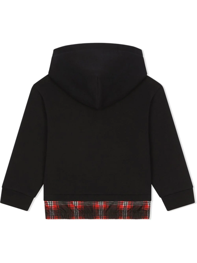 Shop Dolce & Gabbana Tartan-trim Hoodie In Black