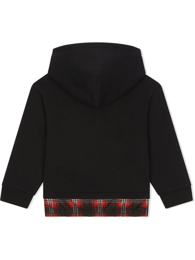 Dolce & Gabbana Tartan-trim Hoodie In Black