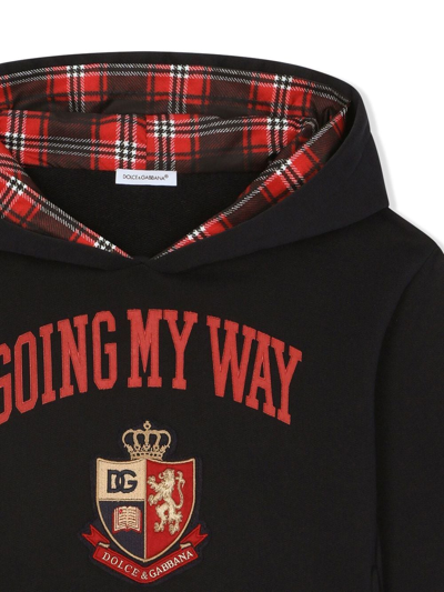 Shop Dolce & Gabbana Tartan-trim Hoodie In Black