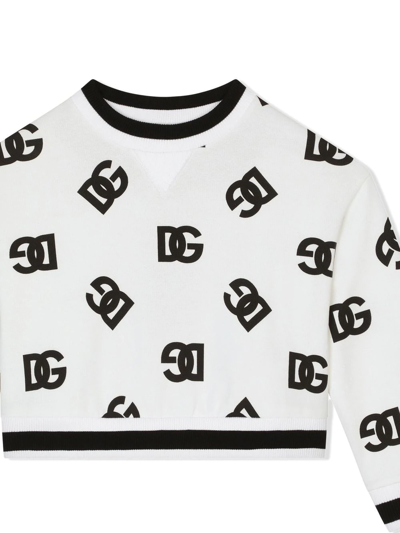 Shop Dolce & Gabbana Dg-logo Round-neck Sweatshirt In White