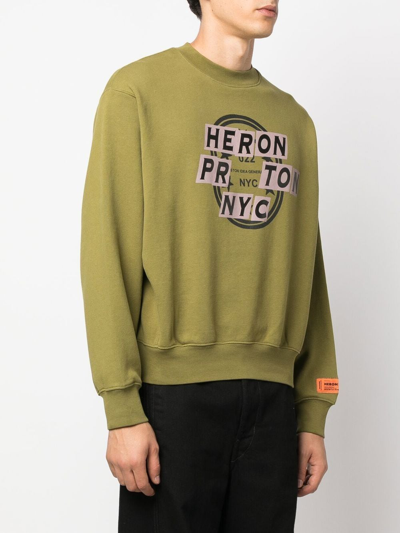 Shop Heron Preston Graphic-print Cotton Sweatshirt In Grün