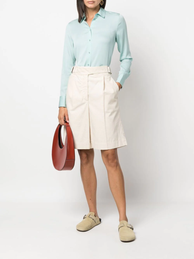 Vince Stretch-silk Buttoned Shirt In Blue