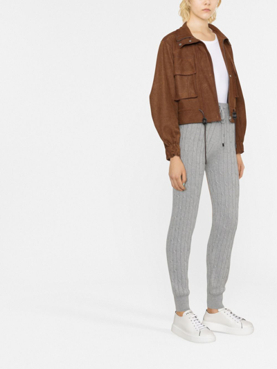 Shop Peserico Cable-knit Drawstring Track Pants In Grau