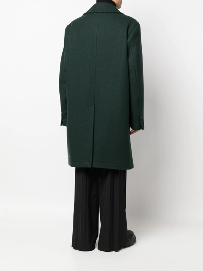 Shop Mm6 Maison Margiela Double-breasted Fitted Coat In Grün