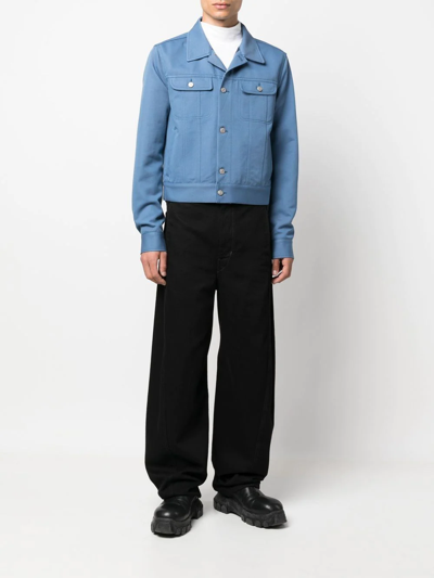 Mm6 Maison Margiela Button-down Fitted Jacket In Blau
