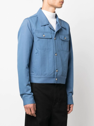 Shop Mm6 Maison Margiela Button-down Denim Jacket In Blau
