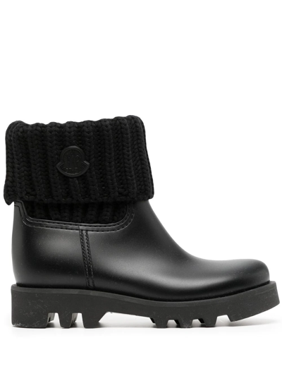 Shop Moncler Ginnette Leather Ankle Boots In Schwarz