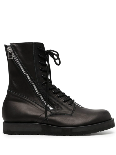 Shop Yohji Yamamoto Zip-fastened Combat Boots In Black