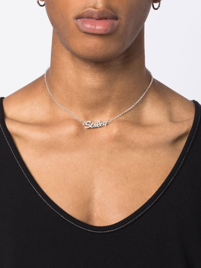 Shop Stolen Girlfriends Club Stolen Star Choker Necklace In Silver