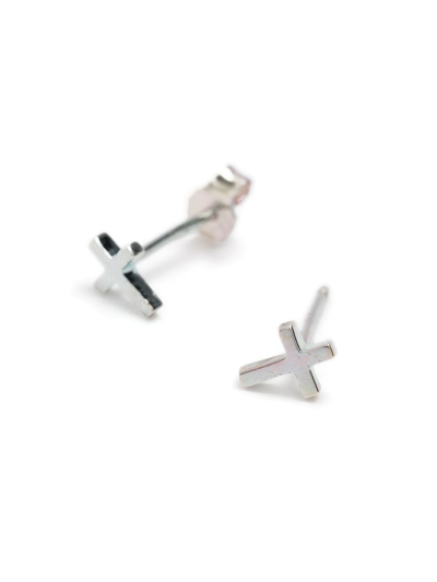 Shop Stolen Girlfriends Club Stolen Cross Sterling-silver Earrings In Silber