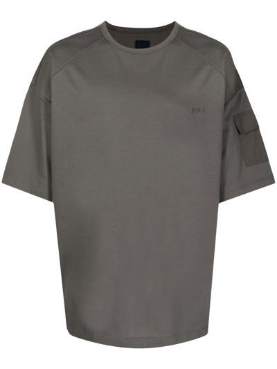 Shop Juunj Embroidered-logo Cotton T-shirt In Grey