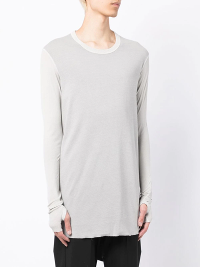 Shop Boris Bidjan Saberi Ribbed Cotton Long-sleeve T-shirt In Grey