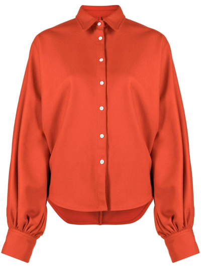 Shop Made In Tomboy Long-sleeve Wool Shirt In Orange