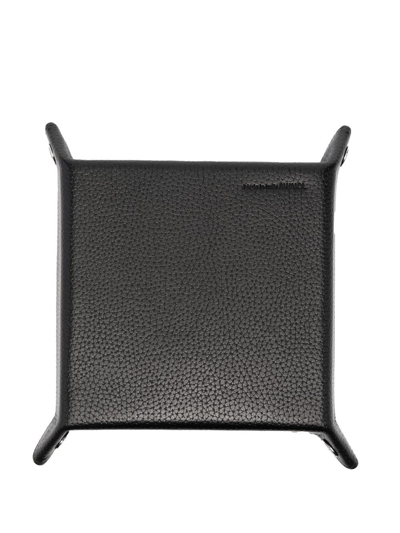 Aspinal Of London Pebbled Leather Tidy Tray In Schwarz