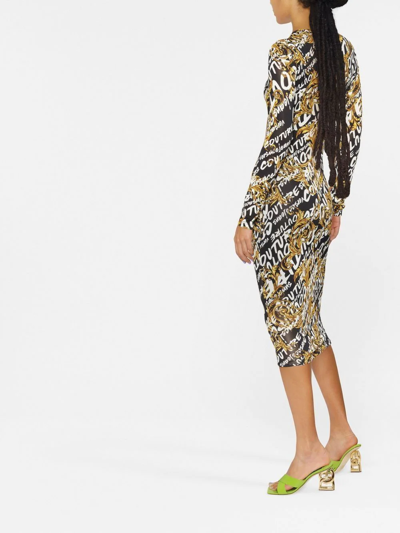 Versace Jeans Couture Womens Fitted Printed Bodycon Dress In Schwarz