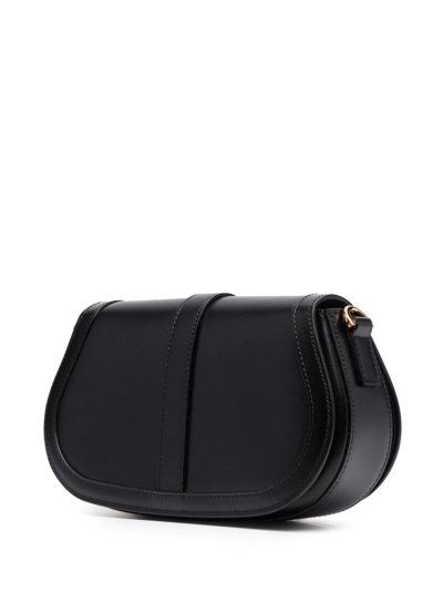 Versace Leather Greca Goddess Shoulder Bag With Golden Details In Black