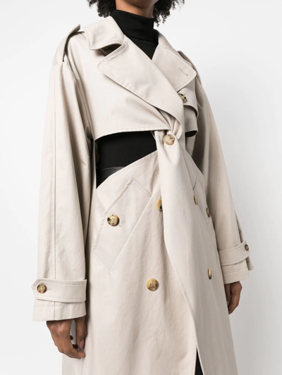 Shop Coperni Cut-out Trench-coat In Nude