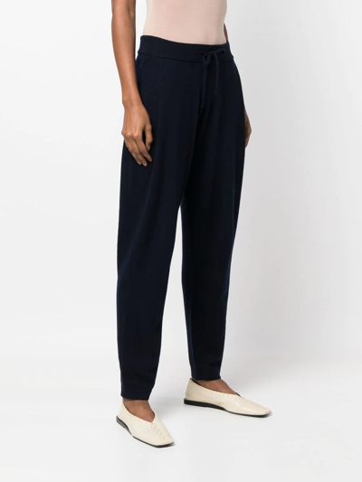 Lisa Yang Drawstring Tapered Cashmere Trousers In Blau
