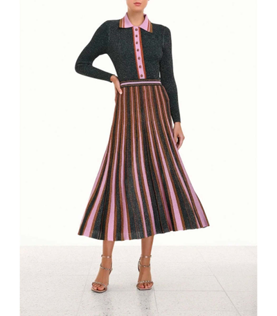 Shop Zimmermann Kaleidoscope Stripe Midi Skirt In Multicolor