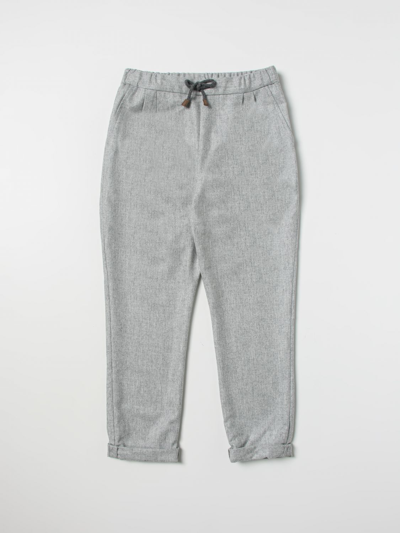 Shop Brunello Cucinelli Kids Pants In Pearl