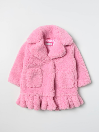 Shop Monnalisa Coat  Kids Color Blush Pink