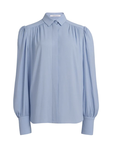 Shop Another Tomorrow Women's Pleated Balloon-sleeve Blouse In Light Pastel Blue