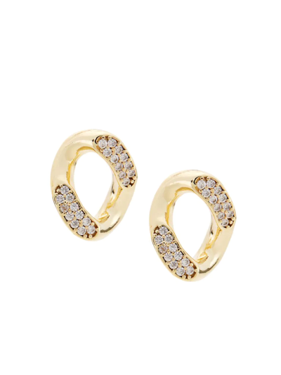 Shop Rosantica Women's Athena Goldtone Faux Crystal Cuban Link Stud Earrings