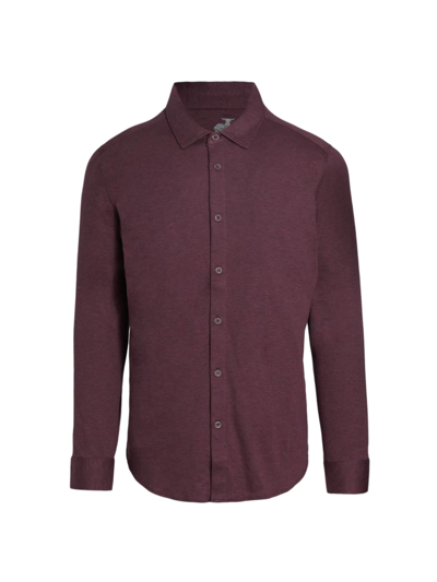Shop Saks Fifth Avenue Men's Slim-fit Long-sleeve Front-button Shirt In Grape Wine