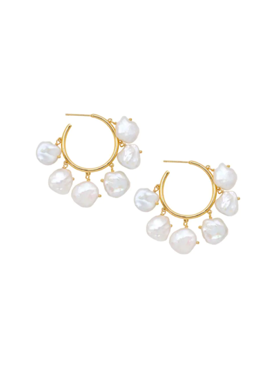 Shop Amber Sceats Women's Liberty 24k-gold-plated & 11mm Cultured Freshwater Pearl Hoop Earrings