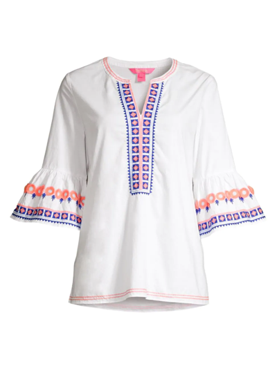 Shop Lilly Pulitzer Women's Rissa Printed Cotton Tunic In Resort White